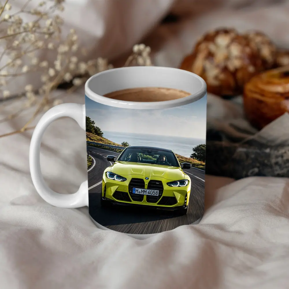 BMW M4 Yellow Coupe Coastal Road Drive – Mugs