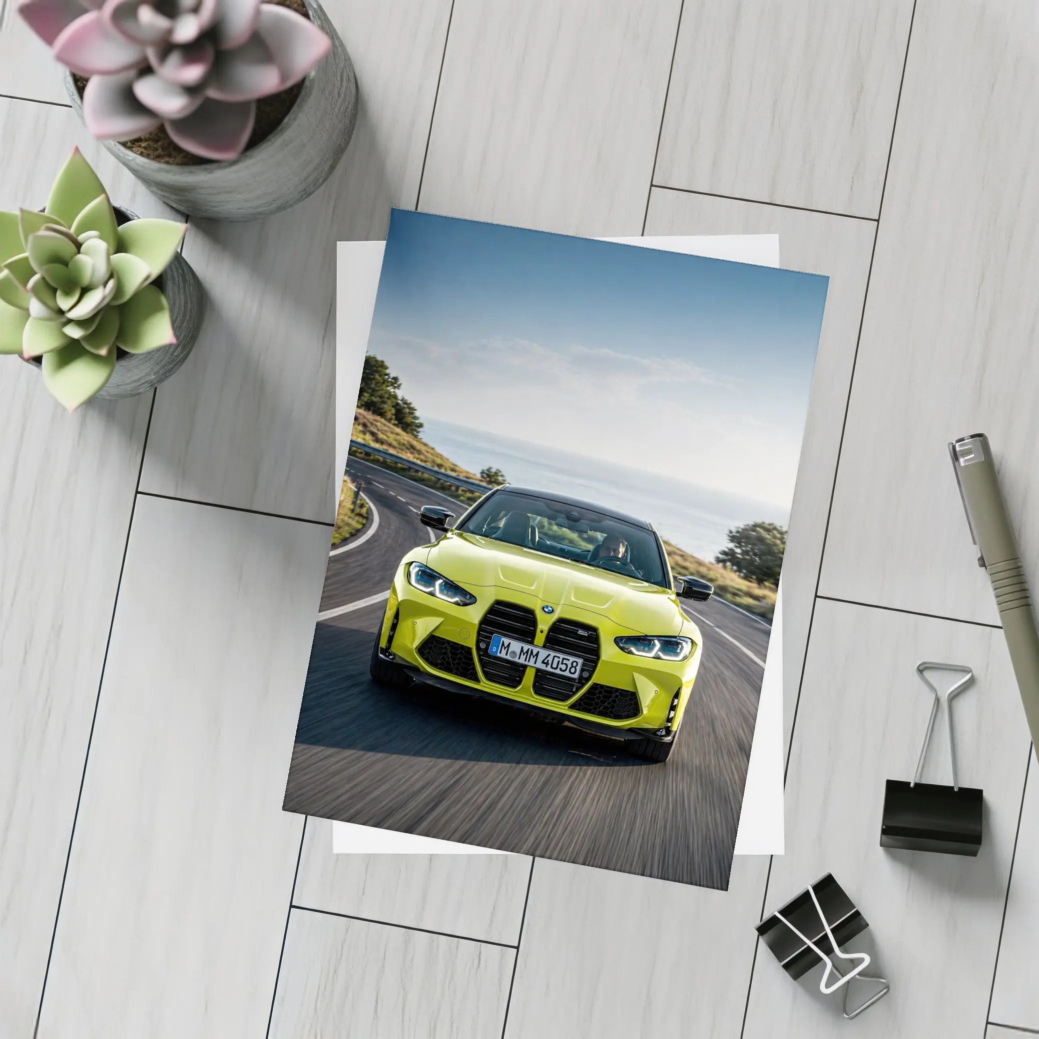 BMW M4 Yellow Coupe Coastal Road Drive – Postcards