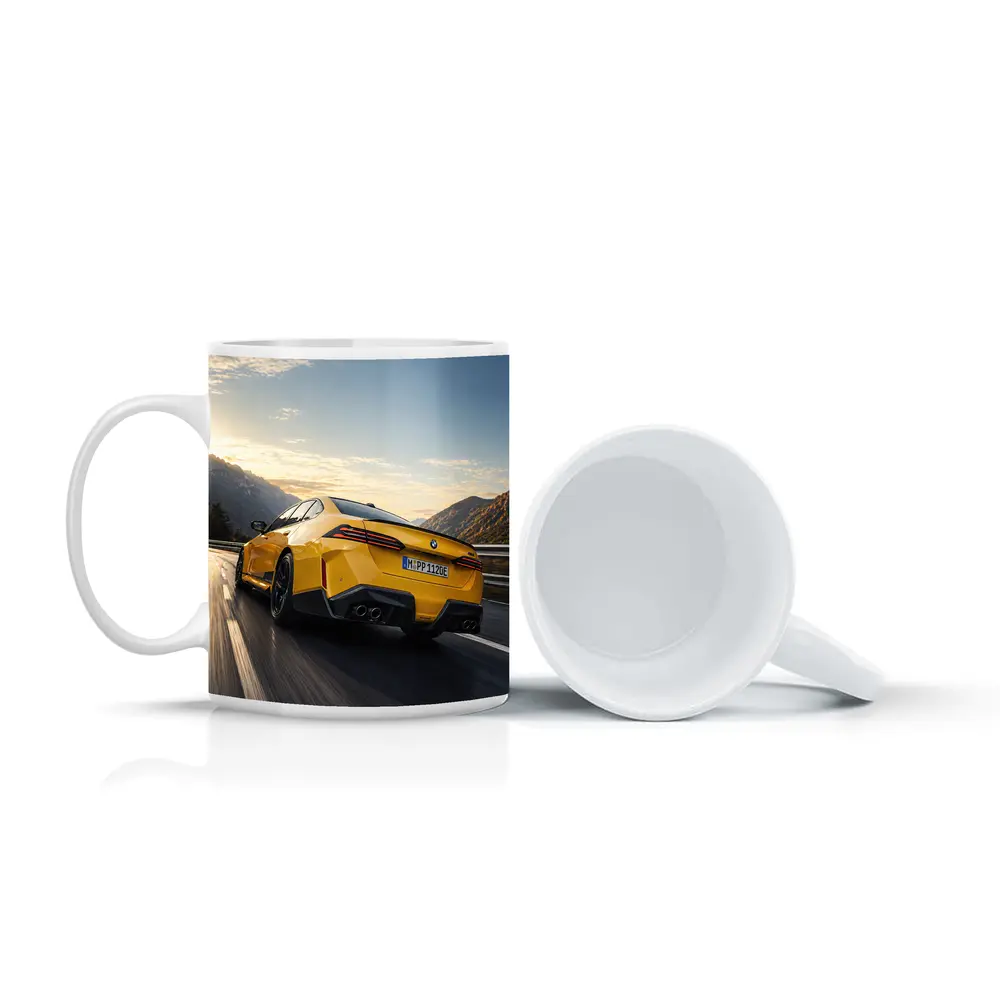 BMW M4 Yellow Coupe Mountain Road Speed – Mugs