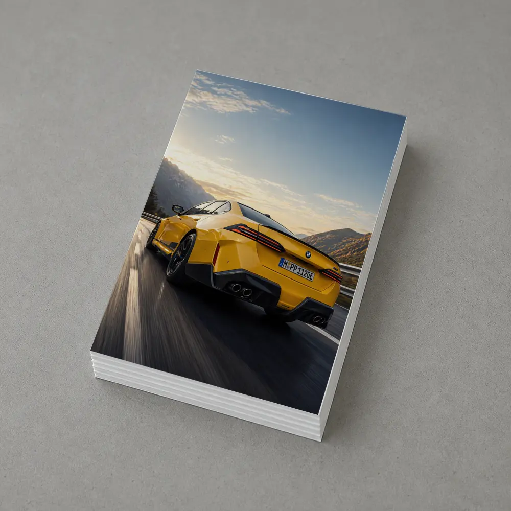 BMW M4 Yellow Coupe Mountain Road Speed – Postcards