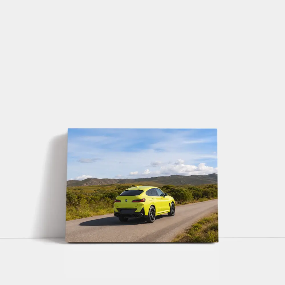 BMW X4 M Yellow On Country Road – Wall Art