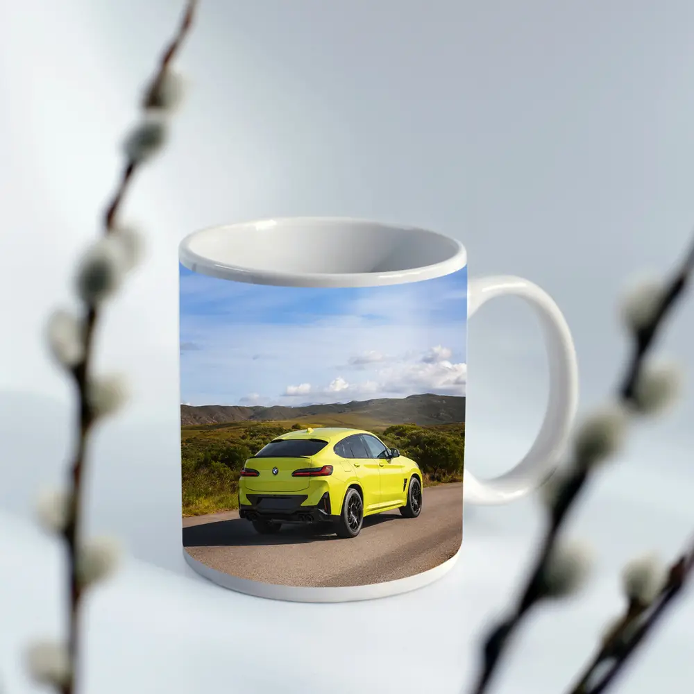 BMW X4 M Yellow On Country Road – Mugs