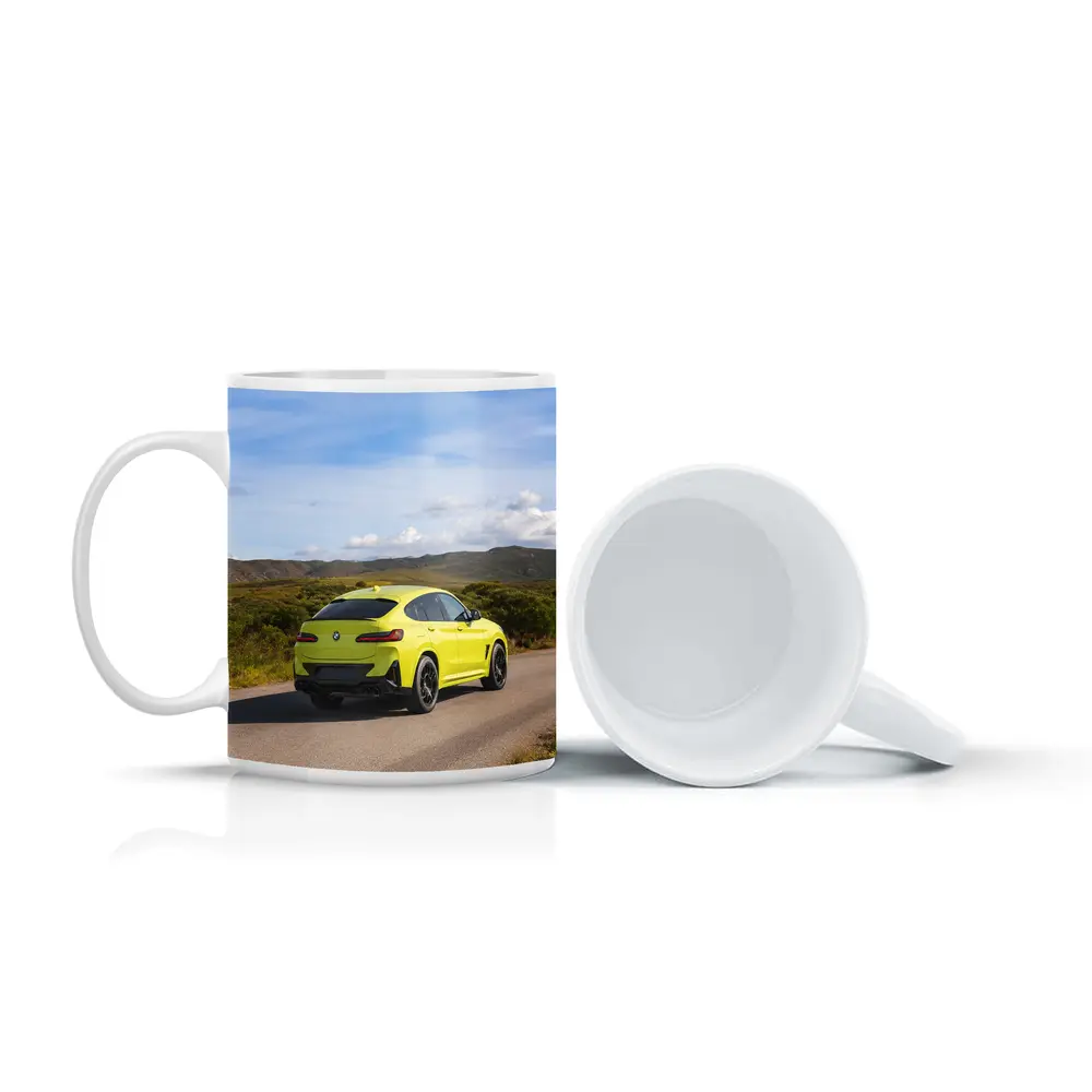 BMW X4 M Yellow On Country Road – Mugs