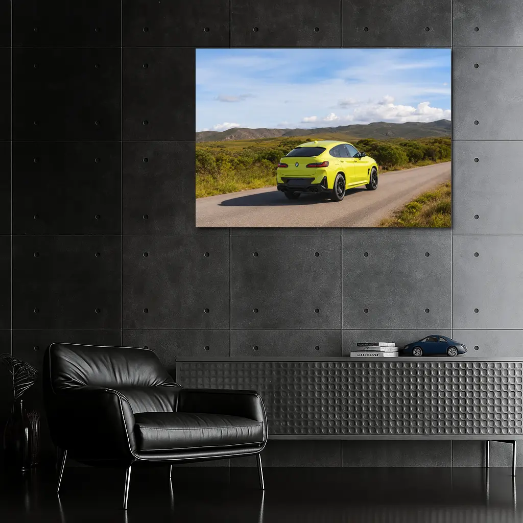 BMW X4 M Yellow On Country Road – Wall Art