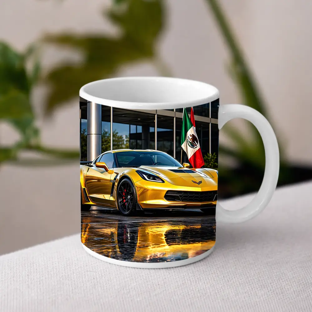 Yellow Chevrolet Corvette Z06 Mexico Flag – Mugs