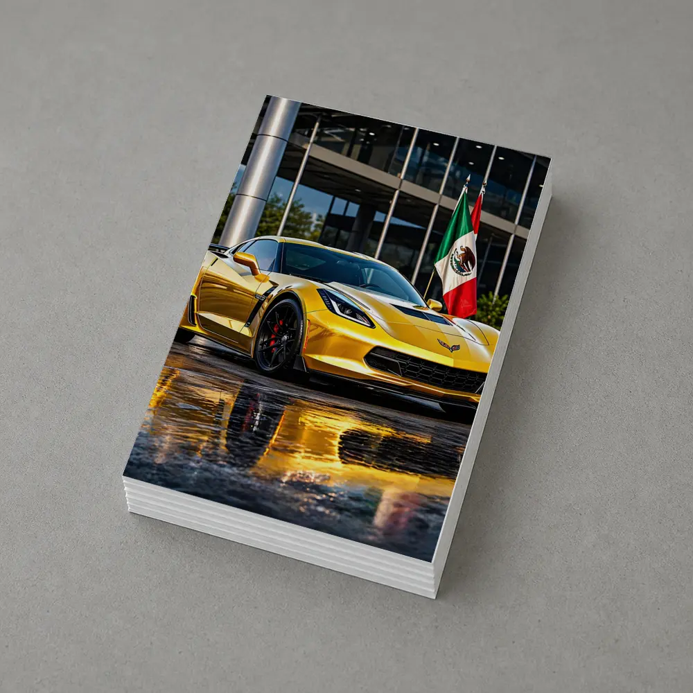 Yellow Chevrolet Corvette Z06 Mexico Flag – Postcards