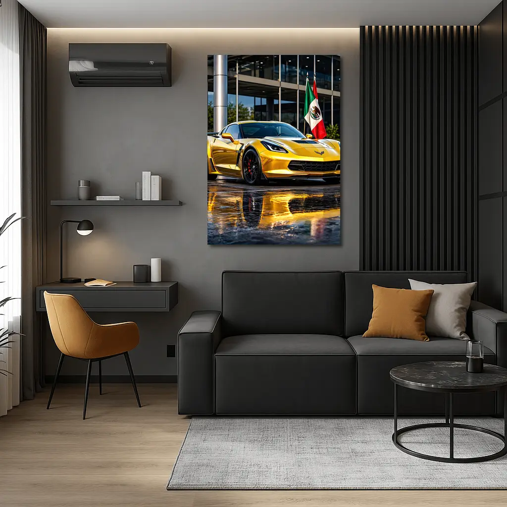 Yellow Chevrolet Corvette Z06 Mexico Flag – Wall Art