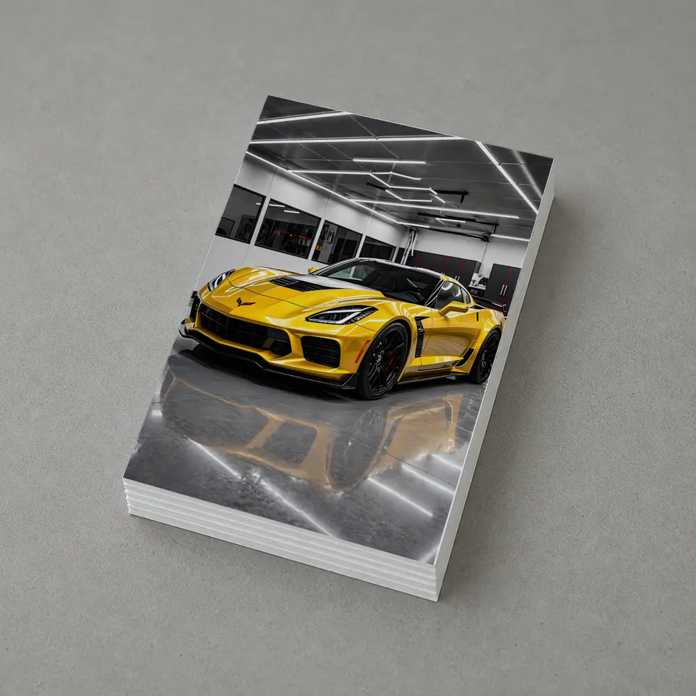 Yellow Chevrolet Corvette Z06 Inside Garage – Postcards