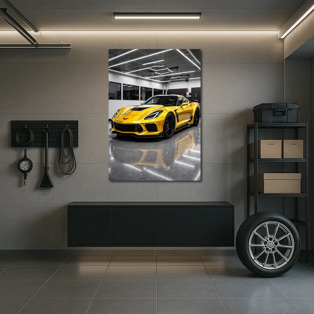 Yellow Chevrolet Corvette Z06 Inside Garage – Wall Art