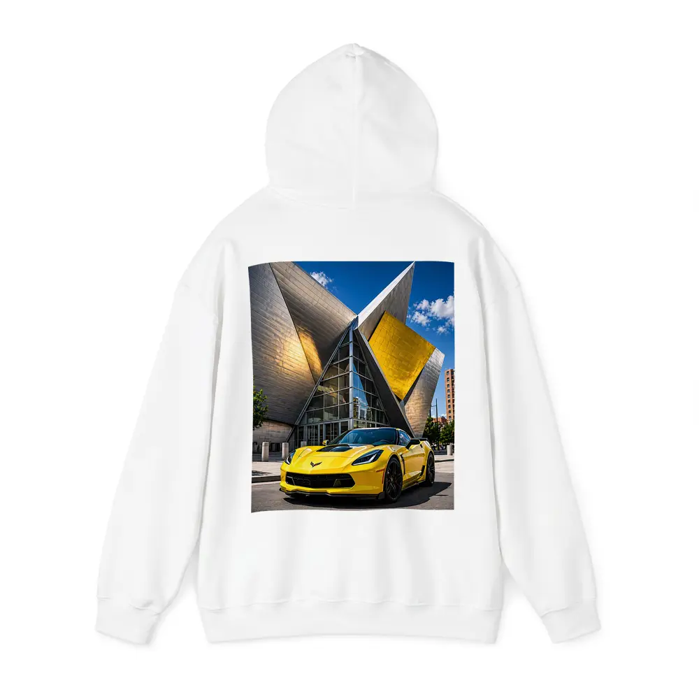 Yellow Chevrolet Corvette Denver Architecture Background – Hoodies