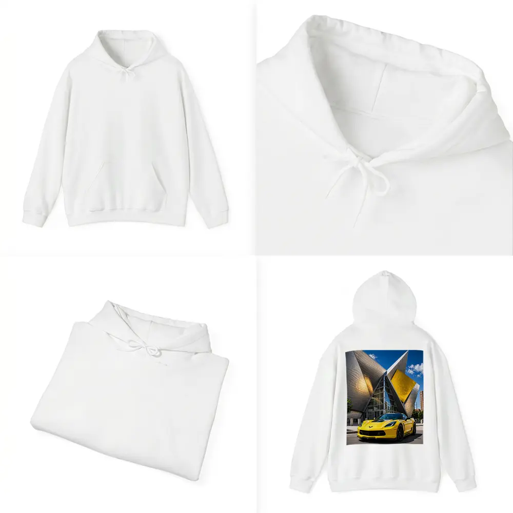 Yellow Chevrolet Corvette Denver Architecture Background – Hoodies