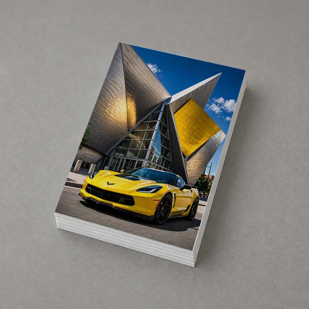 Yellow Chevrolet Corvette Denver Architecture Background – Postcards