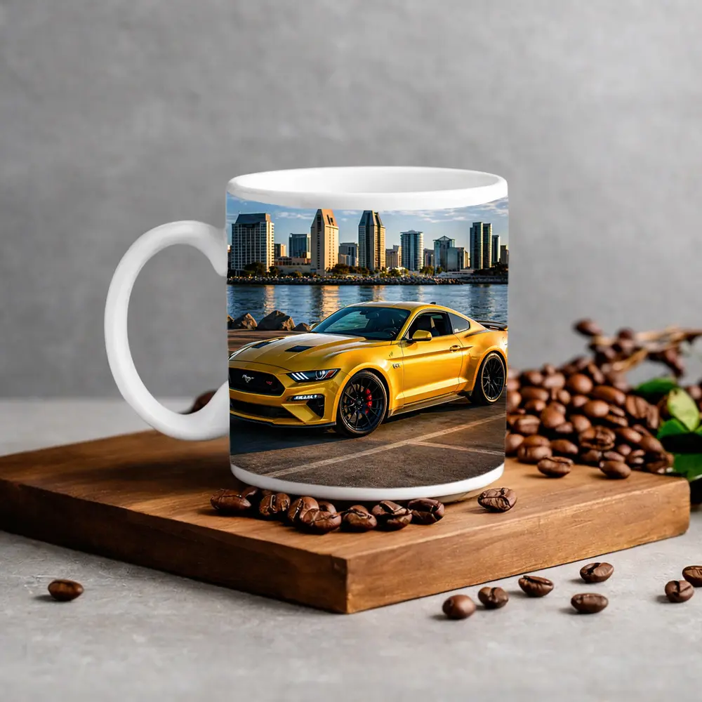 Ford Mustang GT Yellow City Waterfront – Mugs