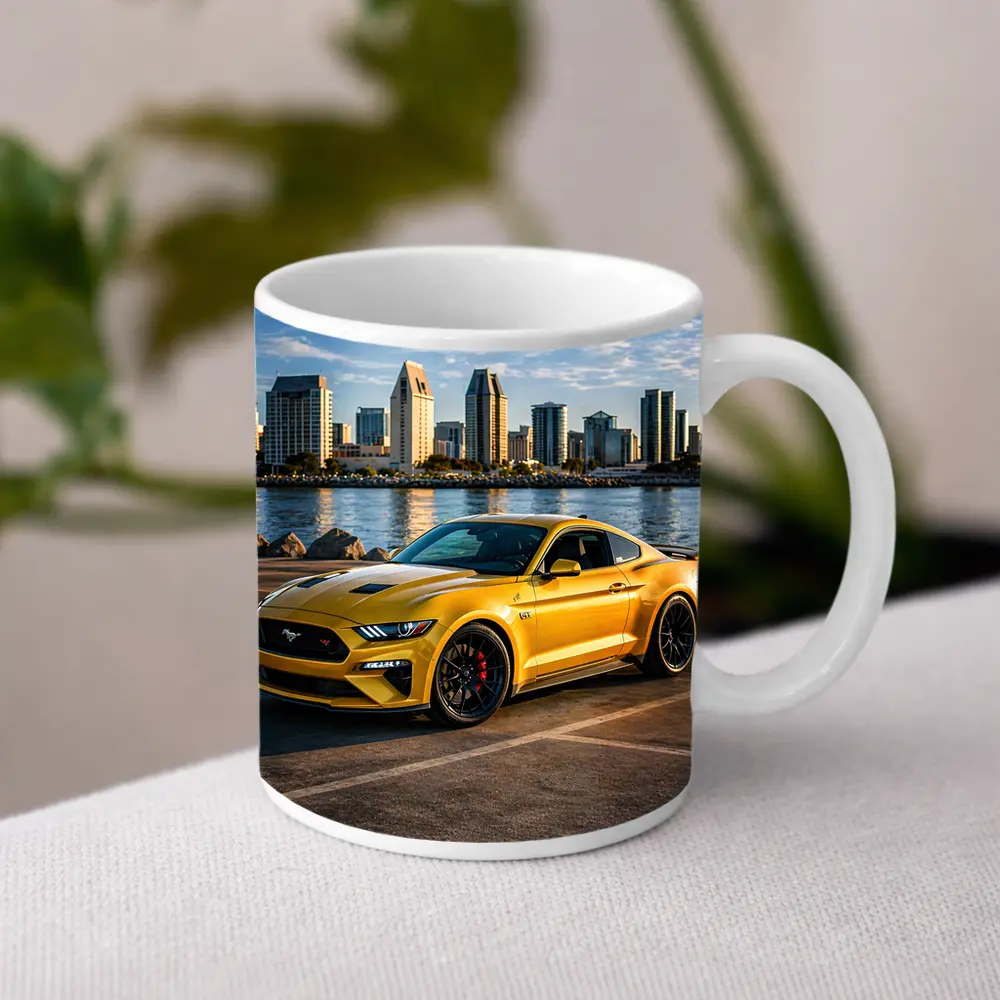 Ford Mustang GT Yellow City Waterfront – Mugs