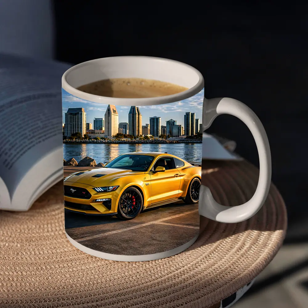 Ford Mustang GT Yellow City Waterfront – Mugs