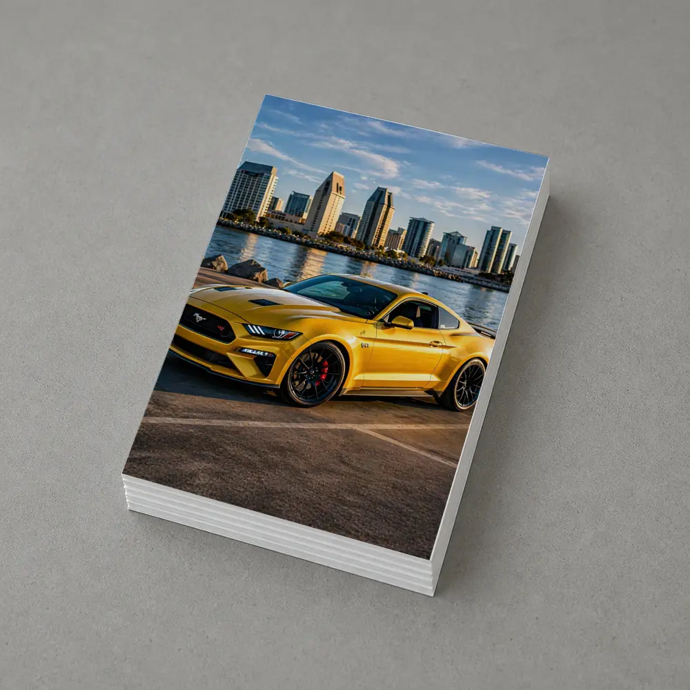 Ford Mustang GT Yellow City Waterfront – Postcards