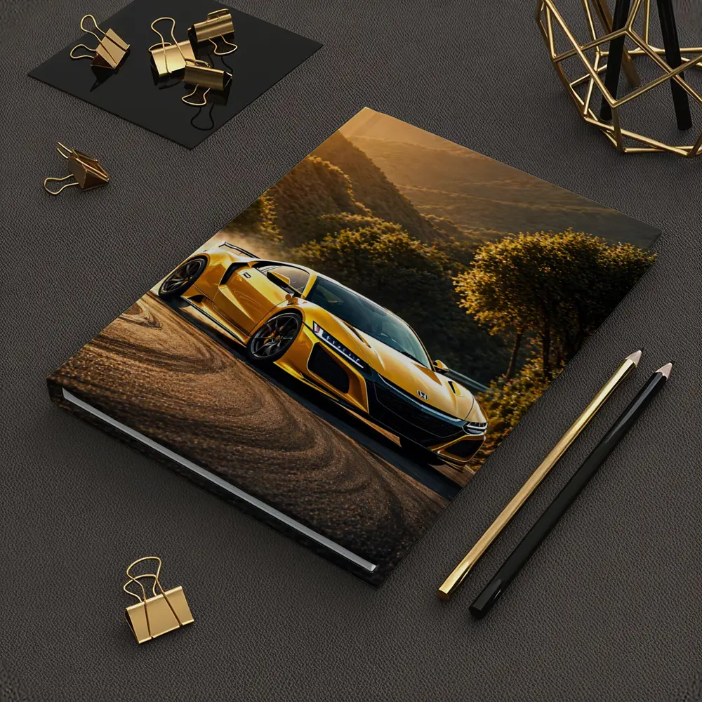Honda NSX Yellow Drifting Mountain Road Sunset – Notebooks