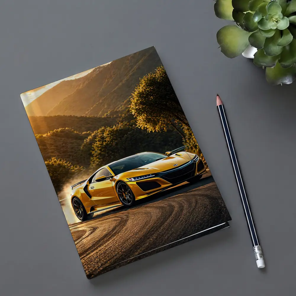 Honda NSX Yellow Drifting Mountain Road Sunset – Notebooks