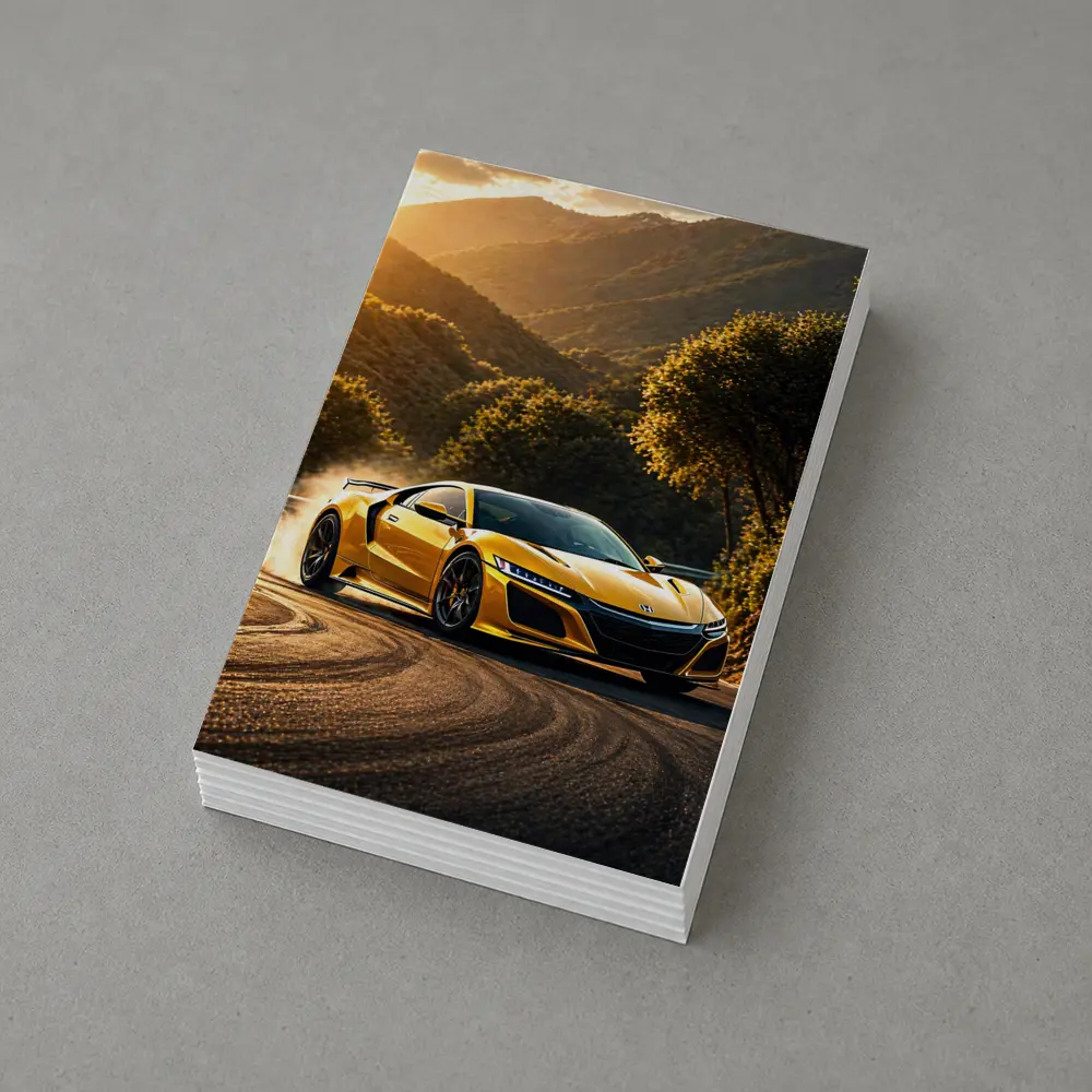 Honda NSX Yellow Drifting Mountain Road Sunset – Postcards