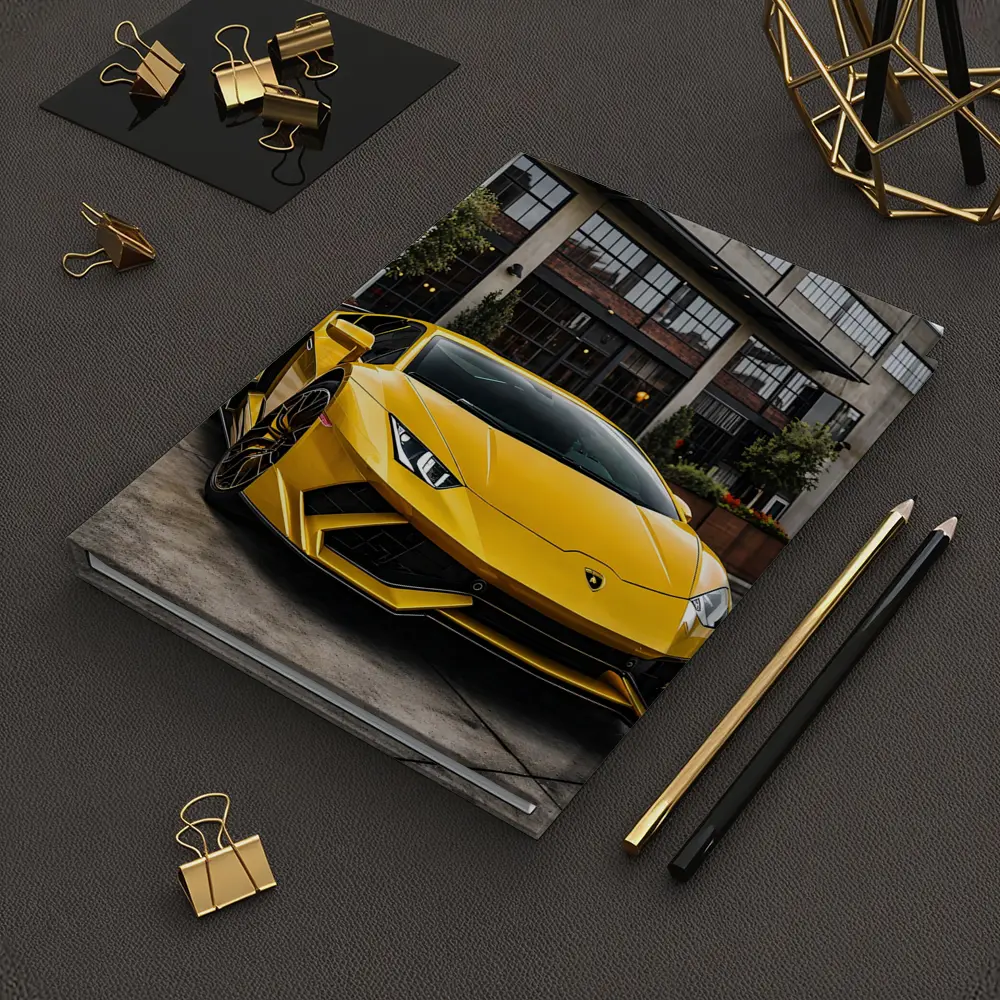 Yellow Lamborghini Huracan Urban Street Setting – Notebooks