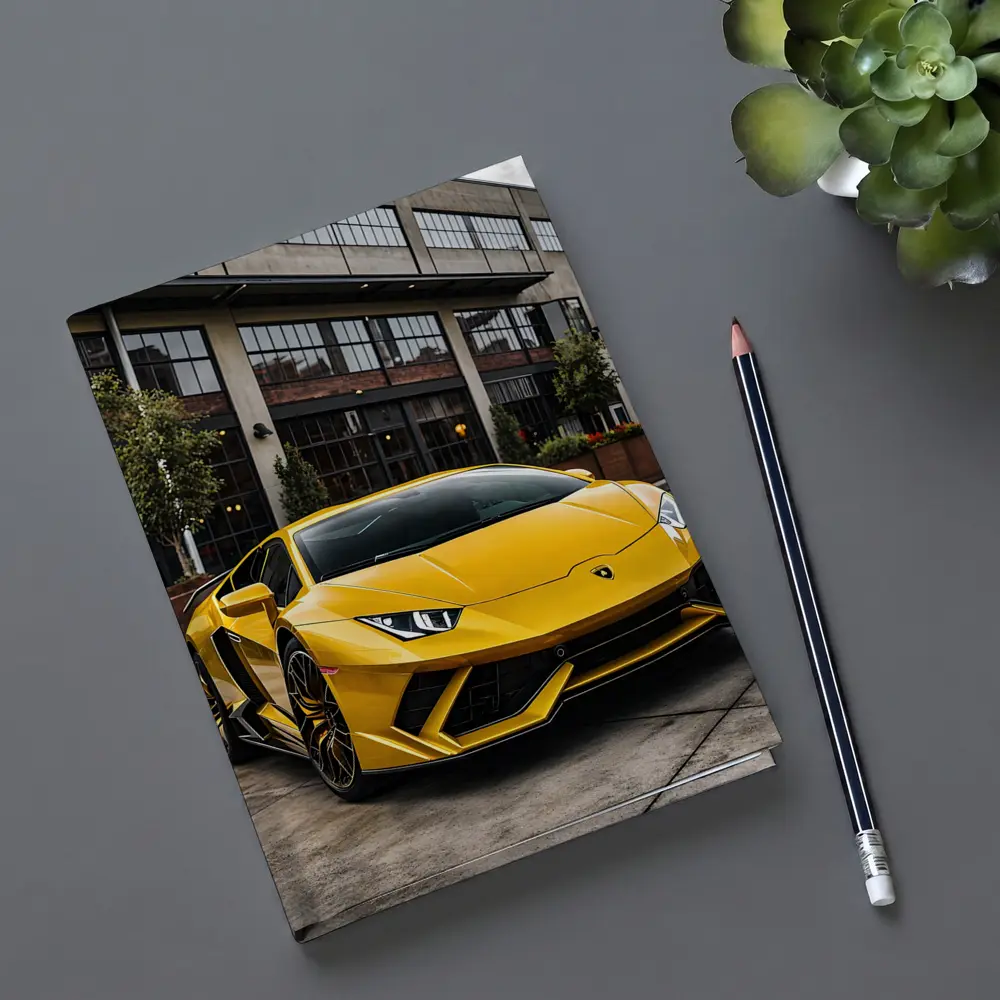 Yellow Lamborghini Huracan Urban Street Setting – Notebooks