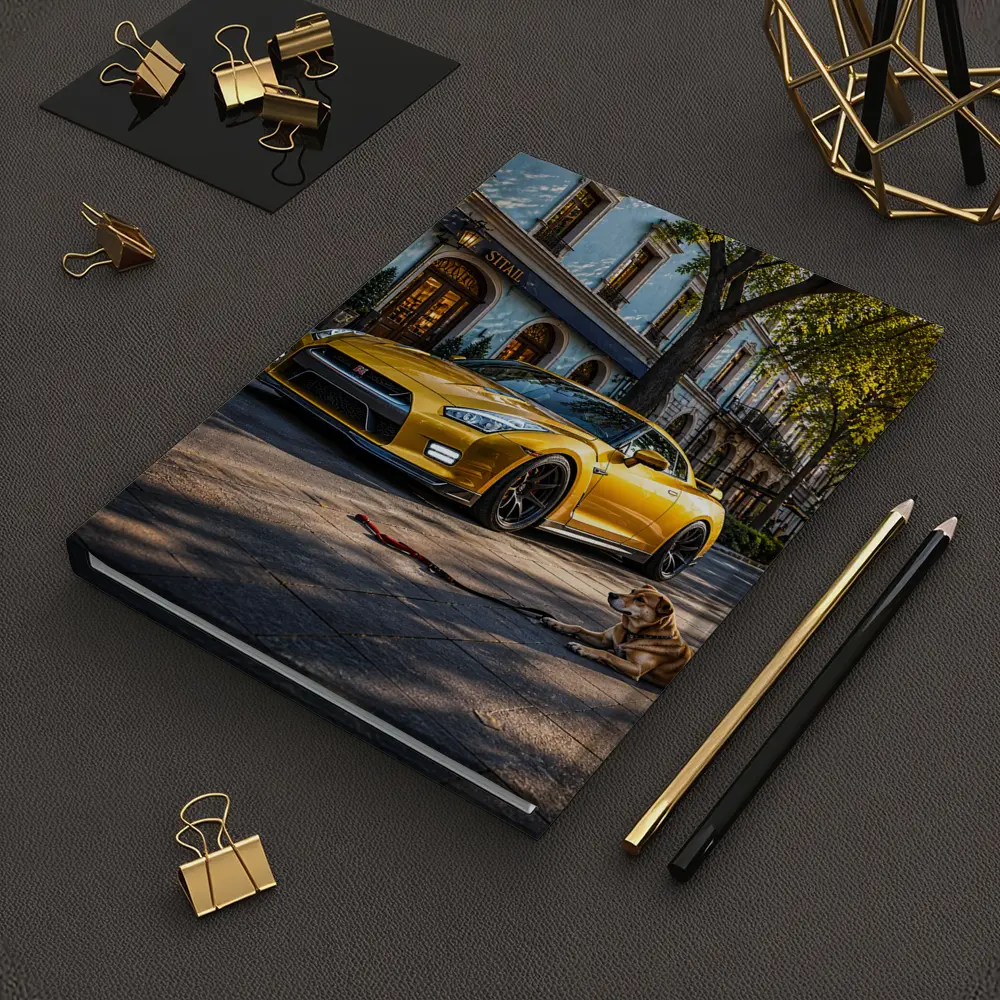Gold Nissan GT-R Sports Car Street Dog – Notebooks