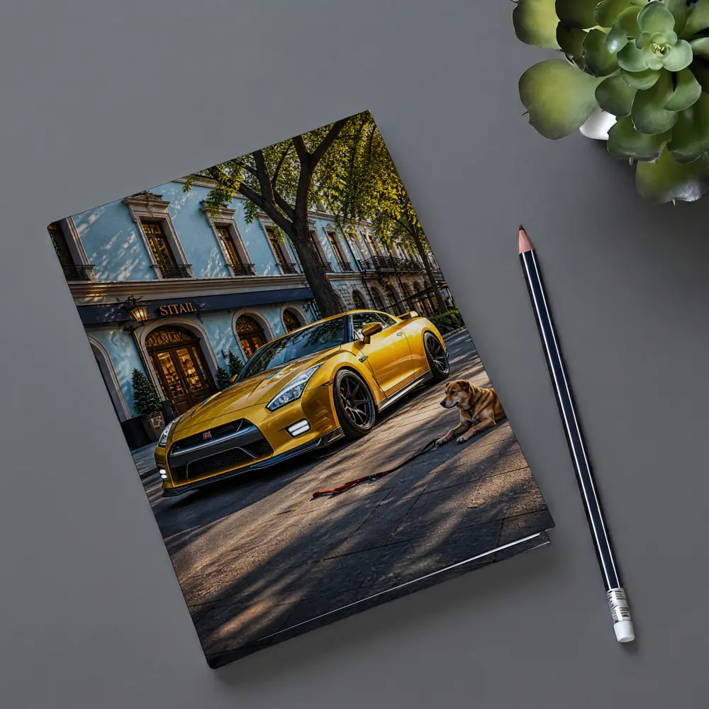 Gold Nissan GT-R Sports Car Street Dog – Notebooks