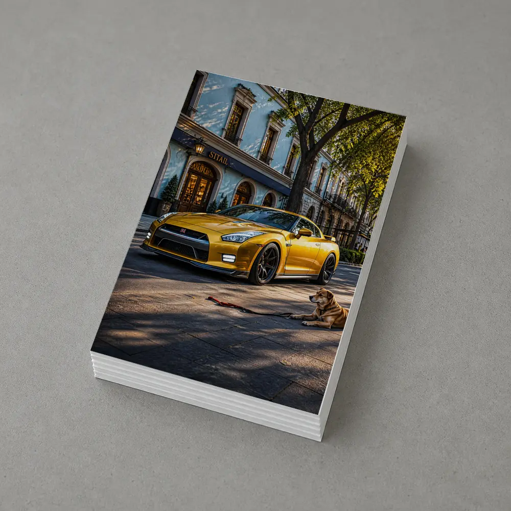 Gold Nissan GT-R Sports Car Street Dog – Postcards