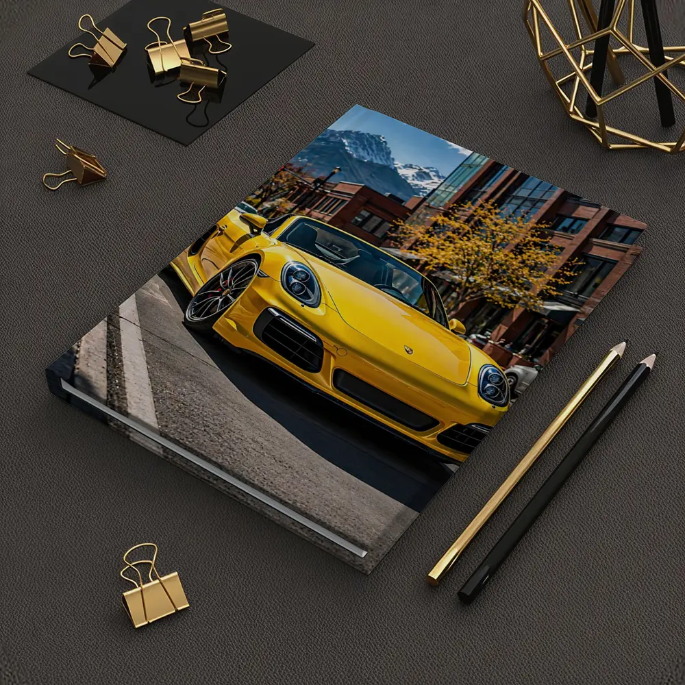Yellow Porsche Boxster On City Street – Notebooks