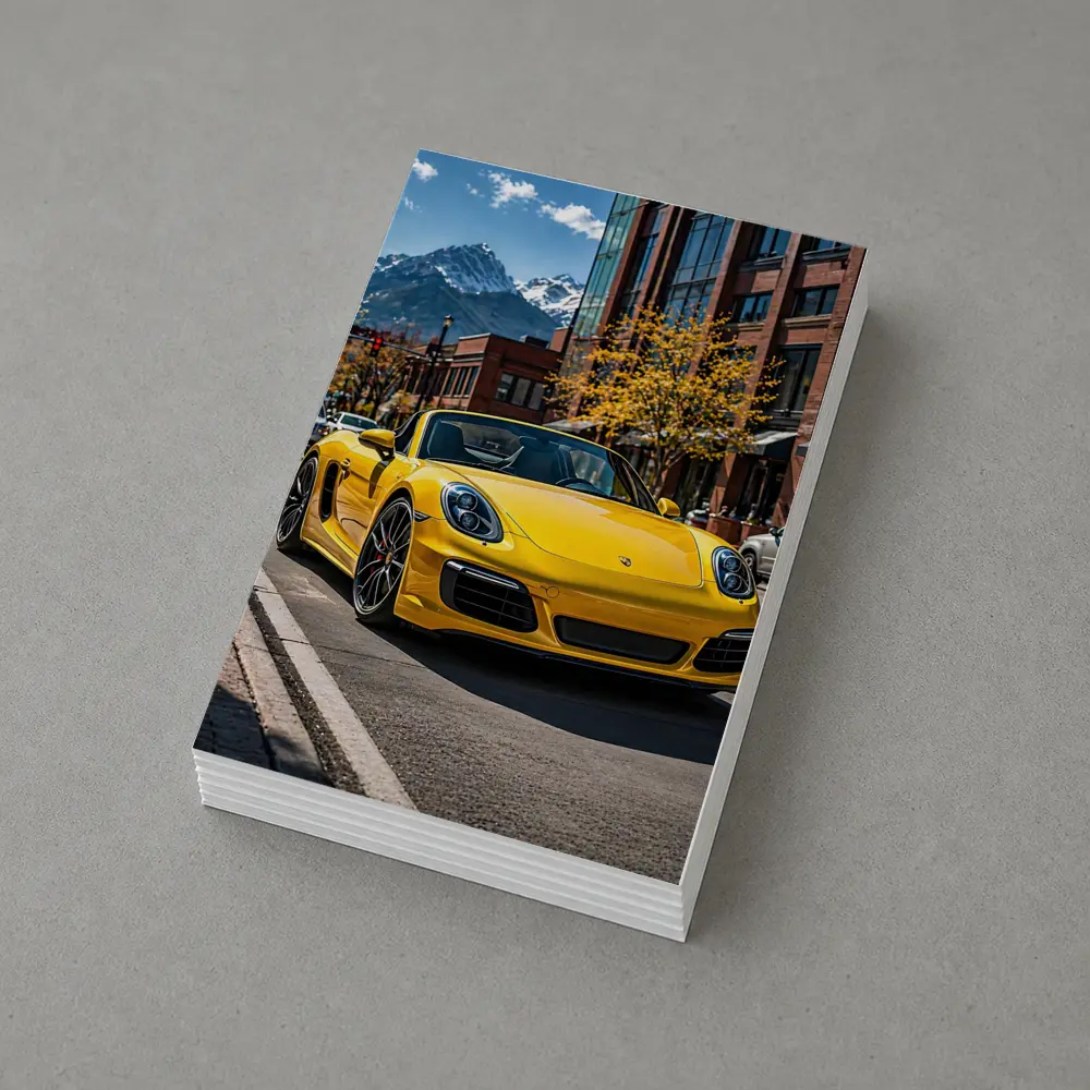 Yellow Porsche Boxster On City Street – Postcards