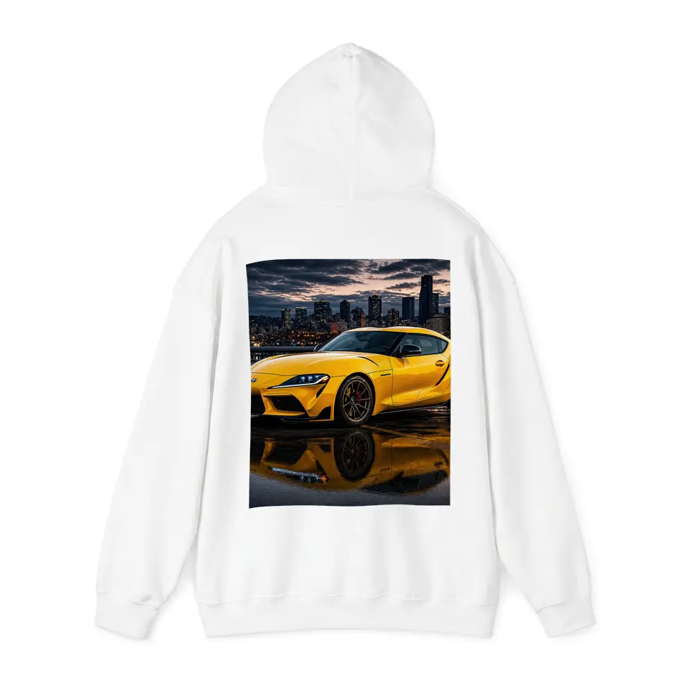 Yellow Toyota Supra City Night Reflection – Hoodies