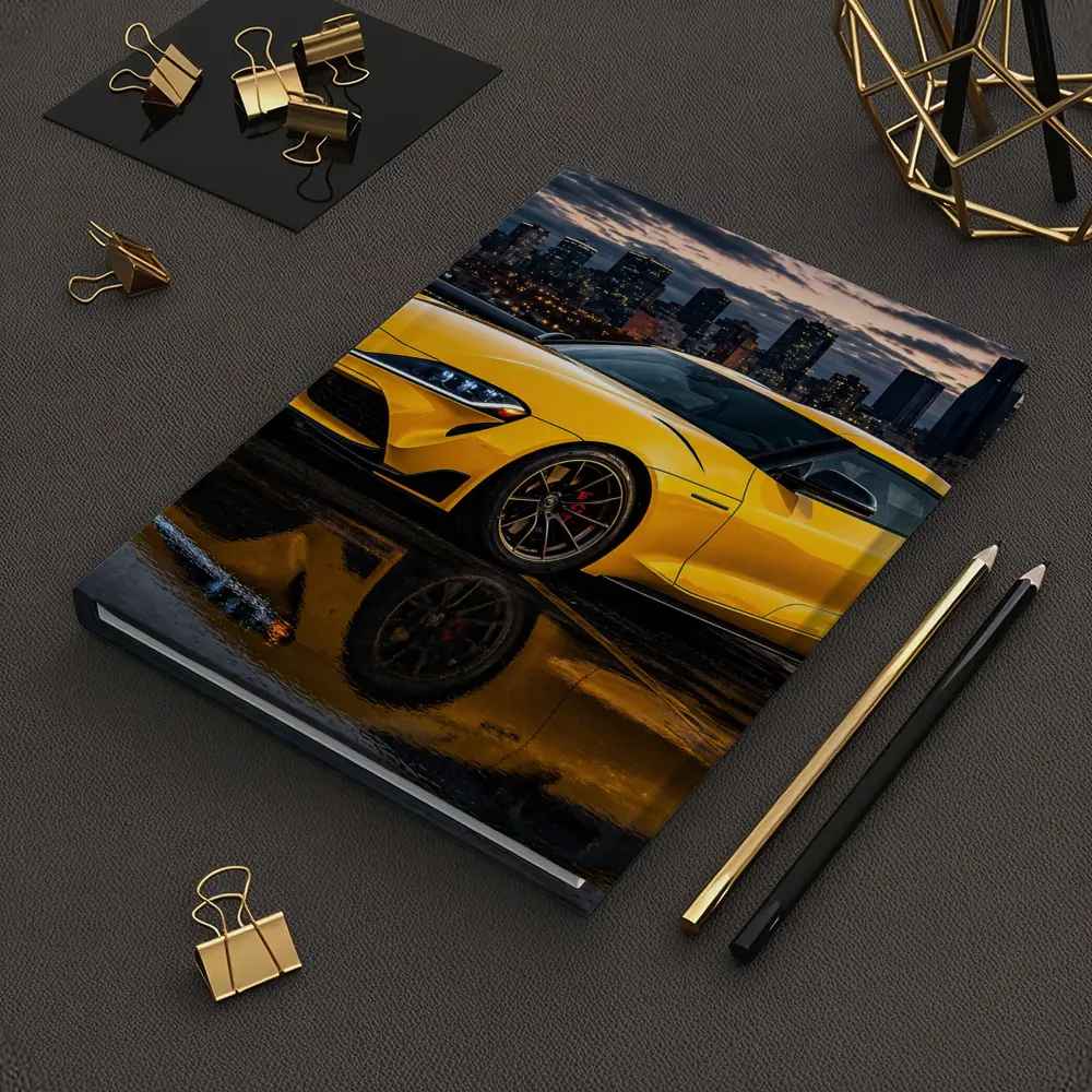 Yellow Toyota Supra City Night Reflection – Notebooks