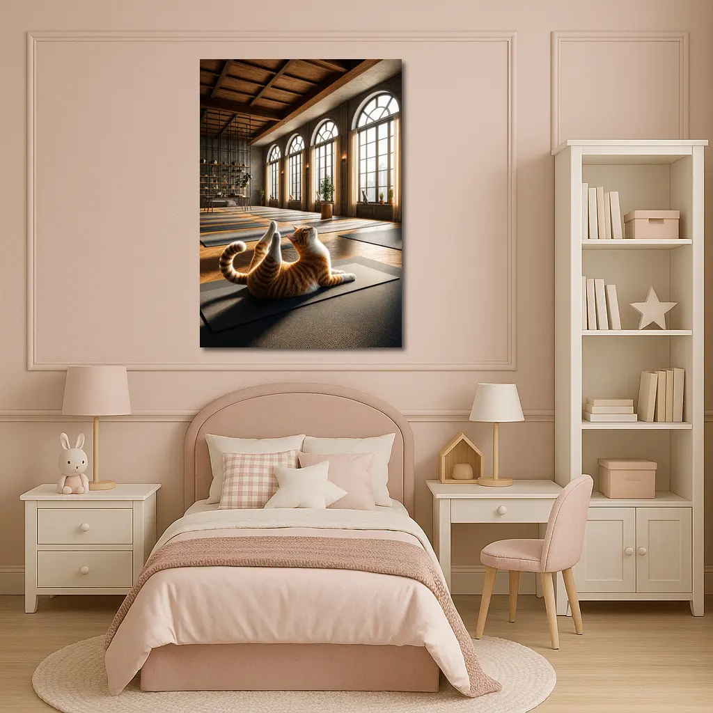 Orange Tabby Cat Doing Yoga Studio – Wall Art