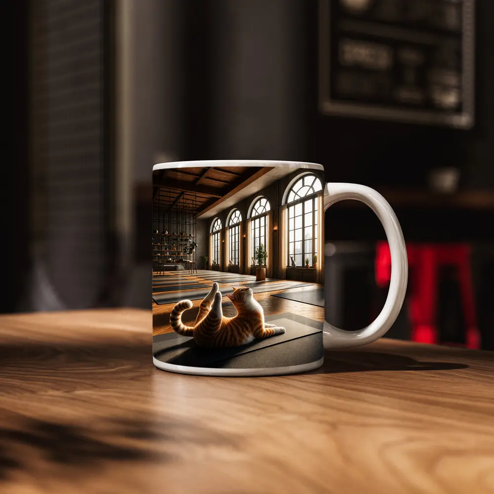Orange Tabby Cat Doing Yoga Studio – Mugs