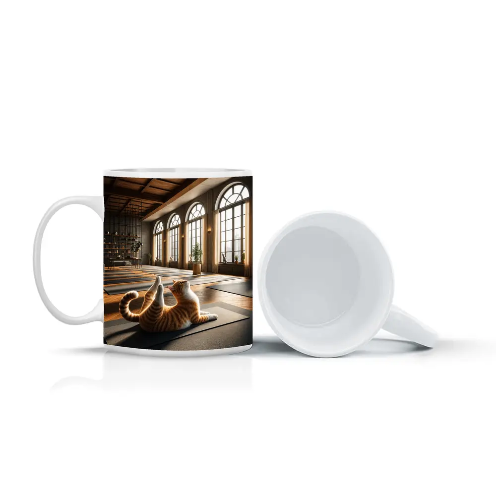 Orange Tabby Cat Doing Yoga Studio – Mugs