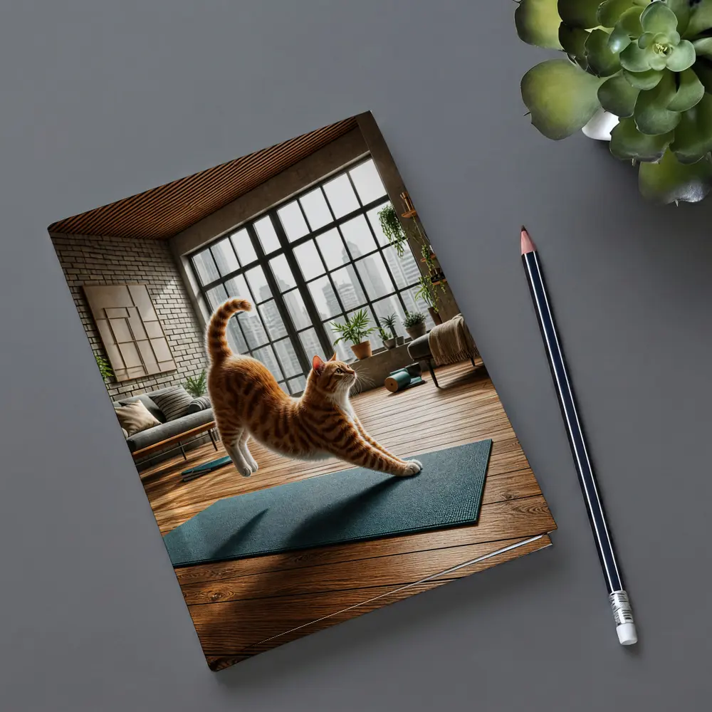 Orange Tabby Cat Yoga Pose Modern Loft – Notebooks