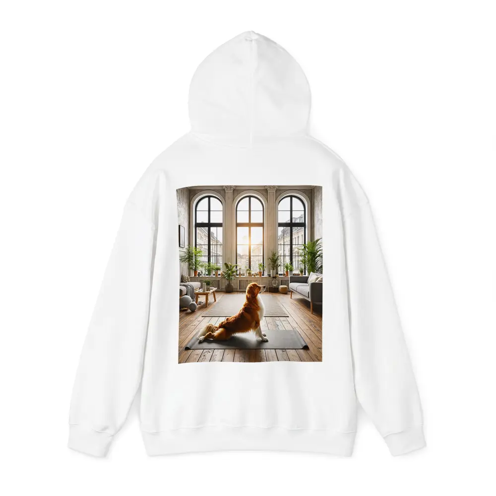 Golden Retriever Sitting on Yoga Mat Interior – Hoodies