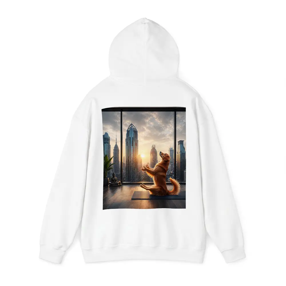 Golden Retriever Doing Yoga City Skyline – Hoodies