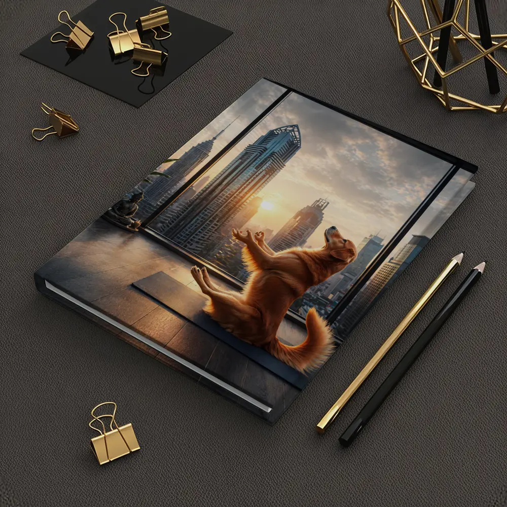 Golden Retriever Doing Yoga City Skyline – Notebooks