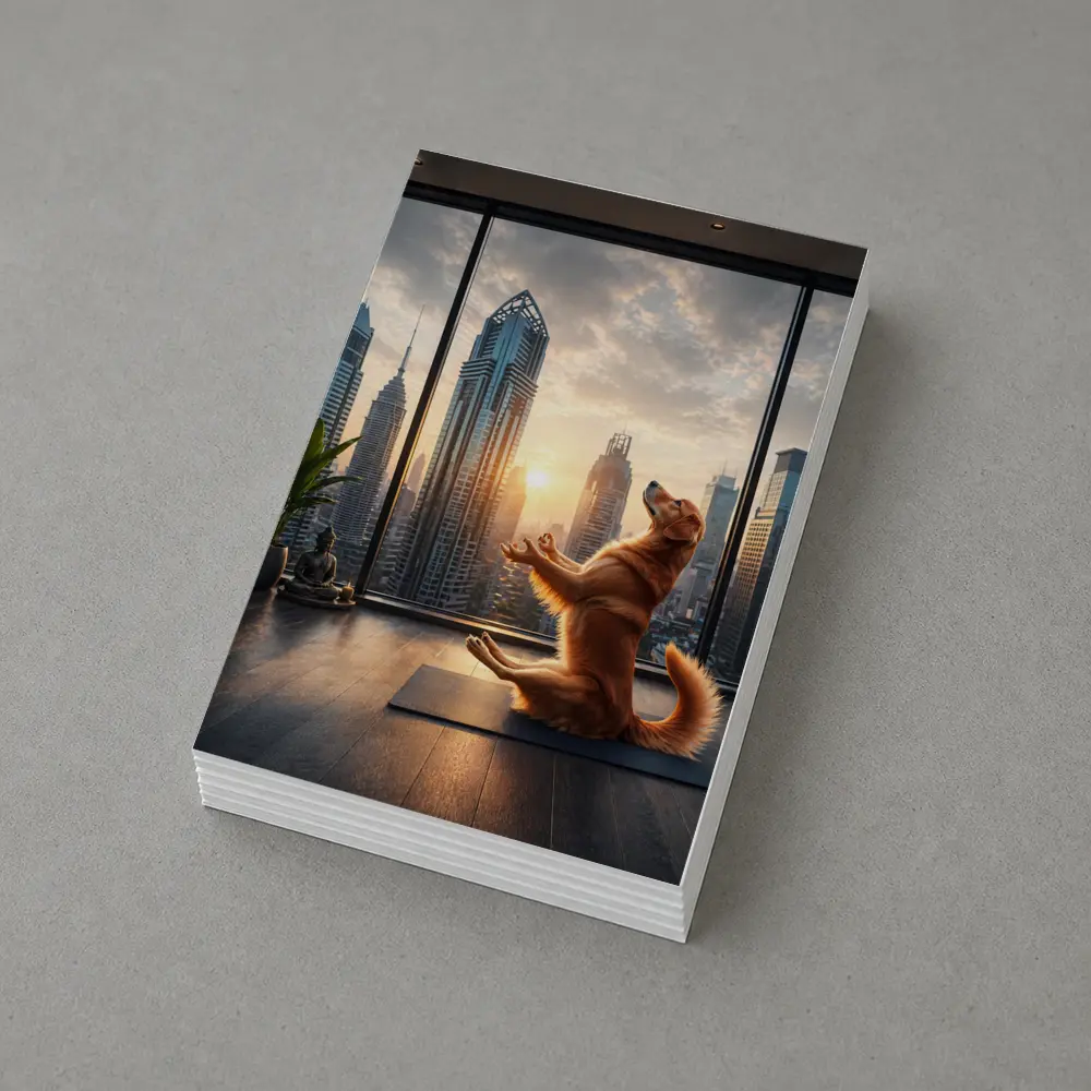 Golden Retriever Doing Yoga City Skyline – Postcards