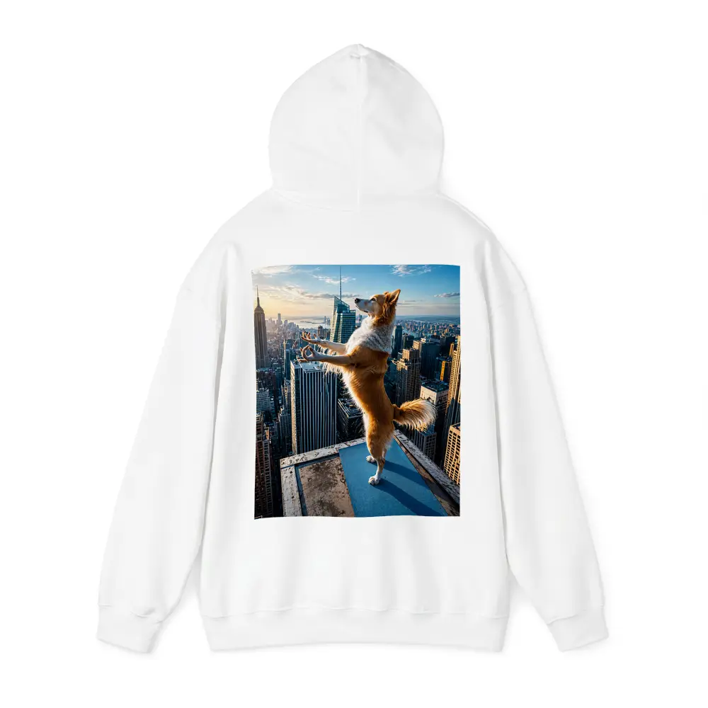 Border Collie Doing Yoga City Skyline – Hoodies