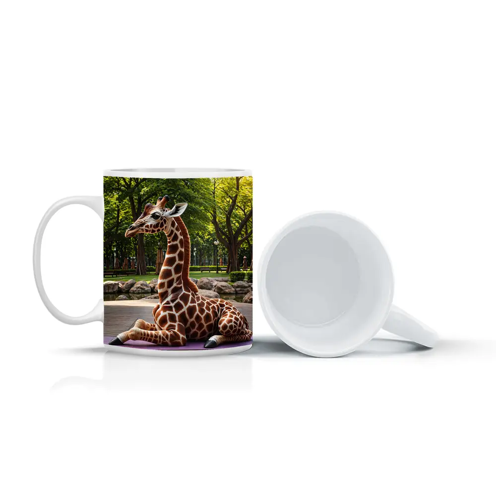 Giraffe Doing Yoga in Green Park – Mugs