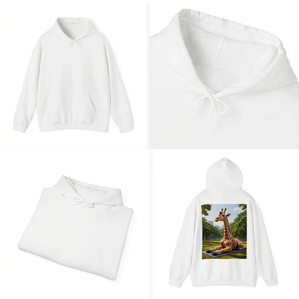 Giraffe Resting On Mat In Park – Hoodies