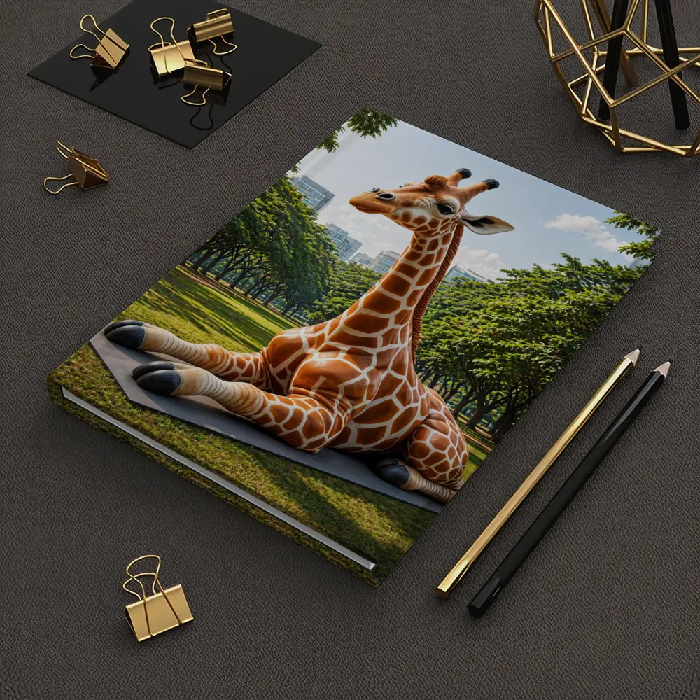 Giraffe Resting On Mat In Park – Notebooks