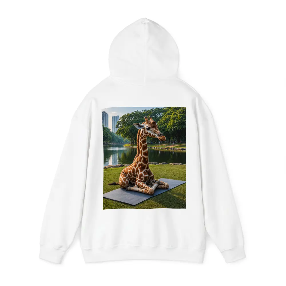 Giraffe Sitting on Yoga Mat Park – Hoodies