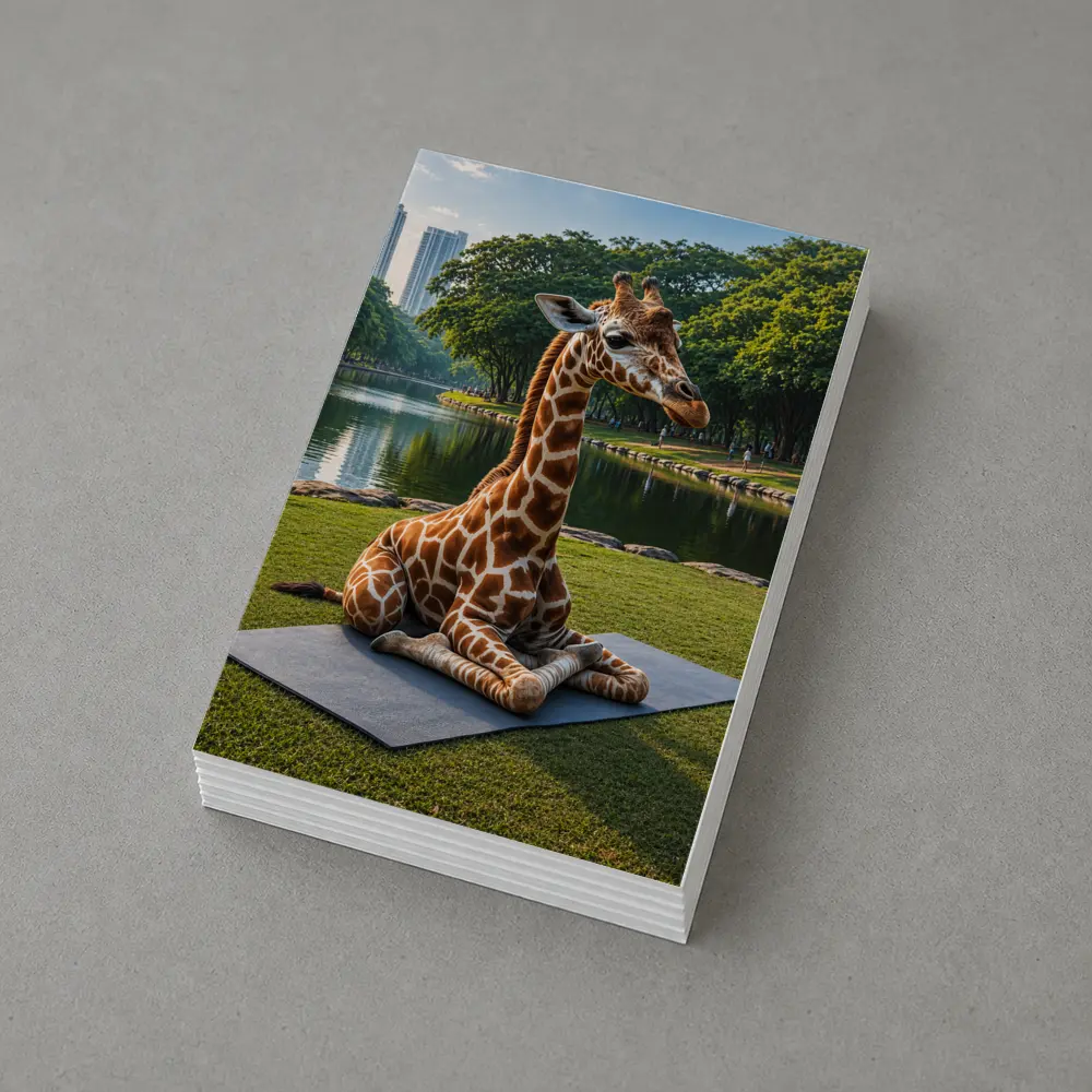 Giraffe Sitting on Yoga Mat Park – Postcards