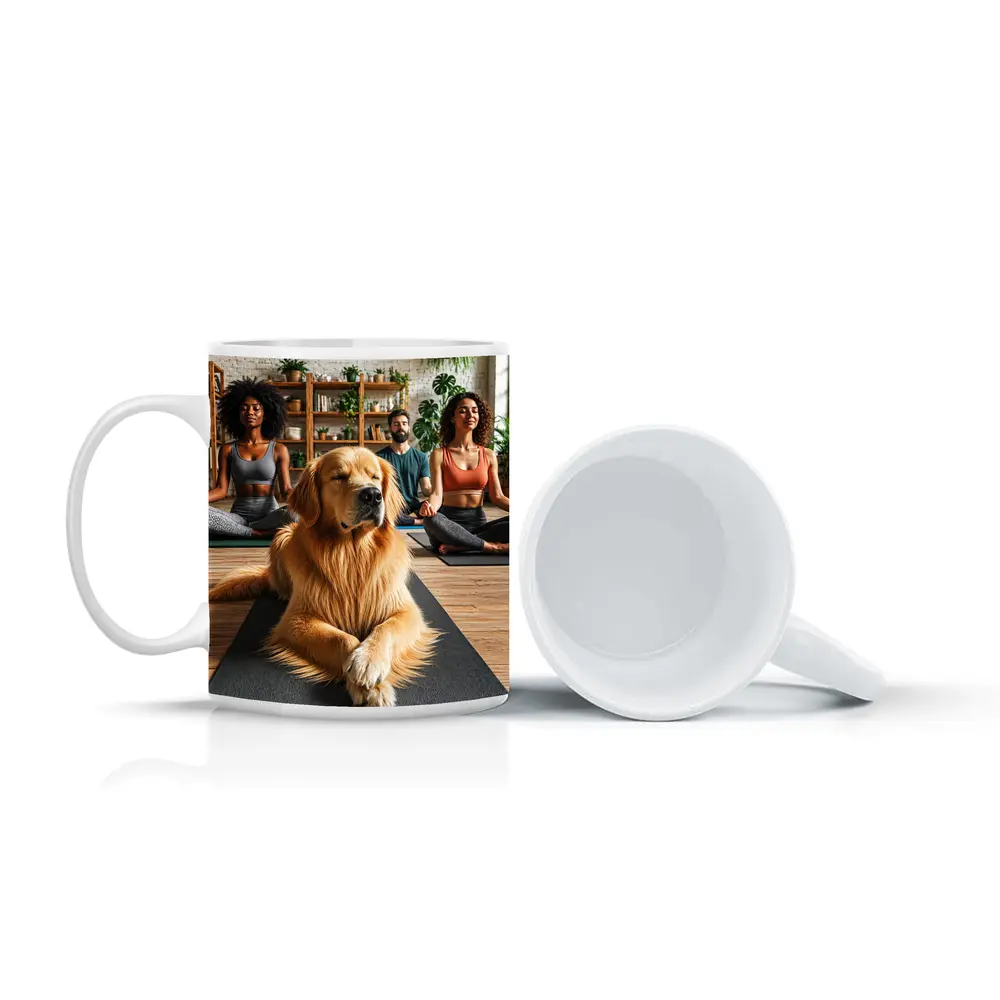 Golden Retriever Meditating With Yoga Class – Mugs