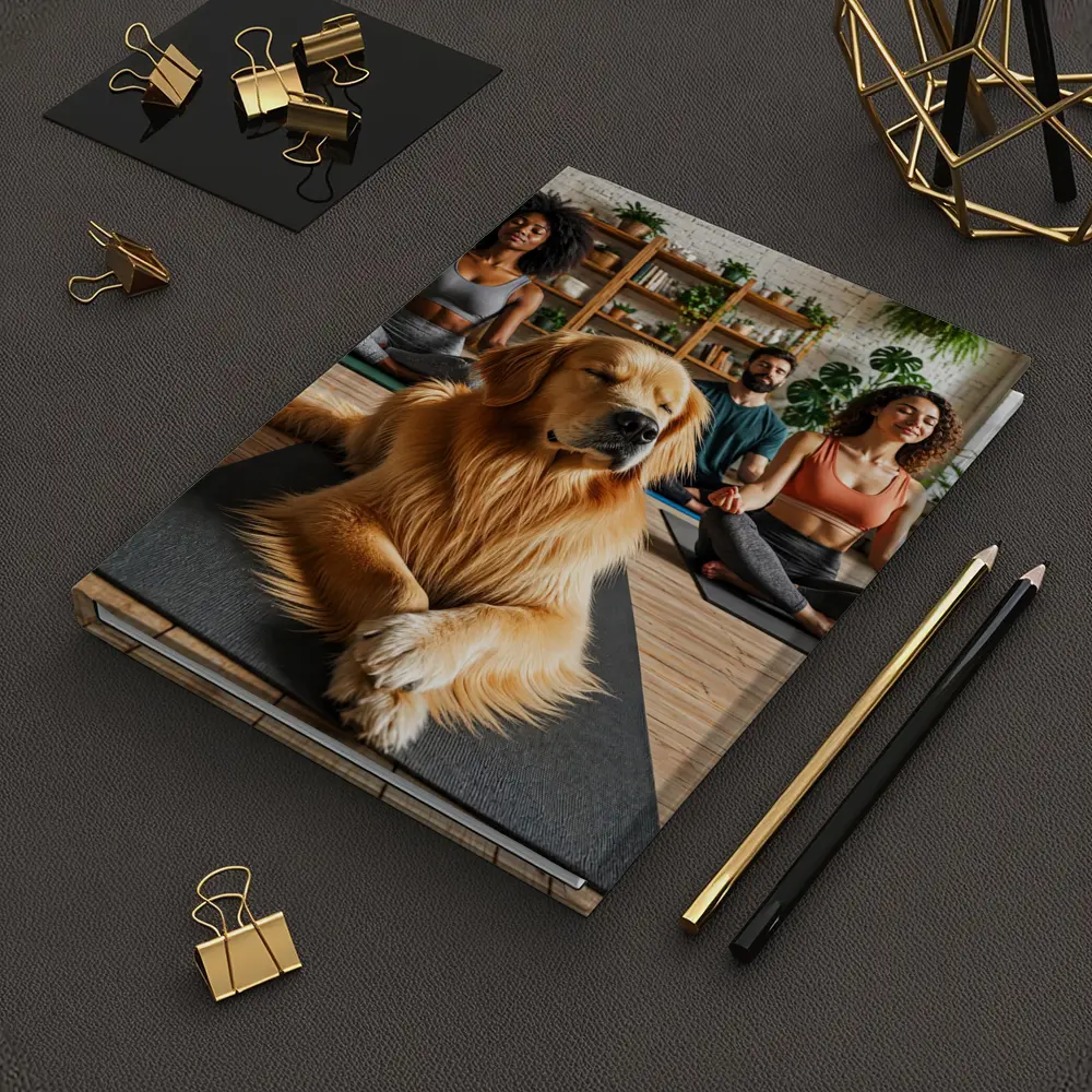 Golden Retriever Meditating With Yoga Class – Notebooks
