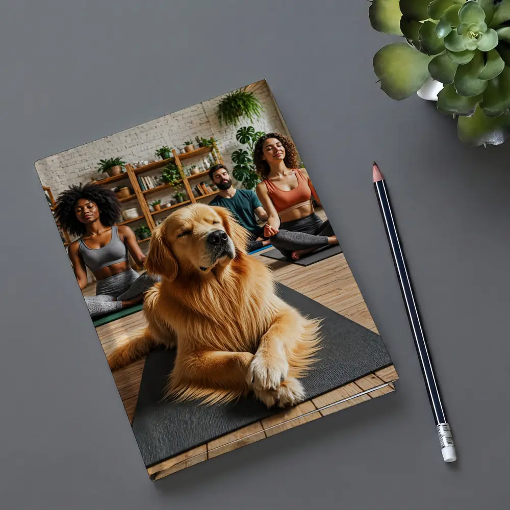 Golden Retriever Meditating With Yoga Class – Notebooks
