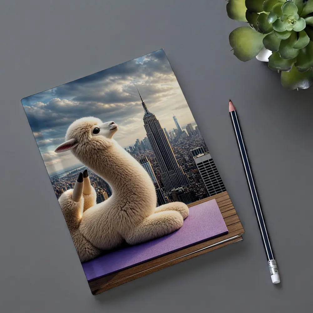 Alpaca Doing Yoga New York Skyline – Notebooks